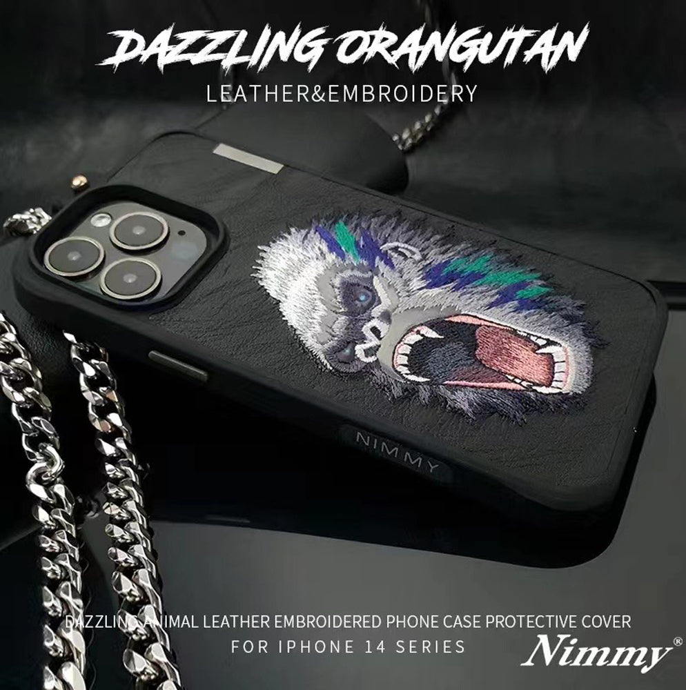 Nimmy Luxury Faux Leather Embroidery PC (Hard) Phone Case