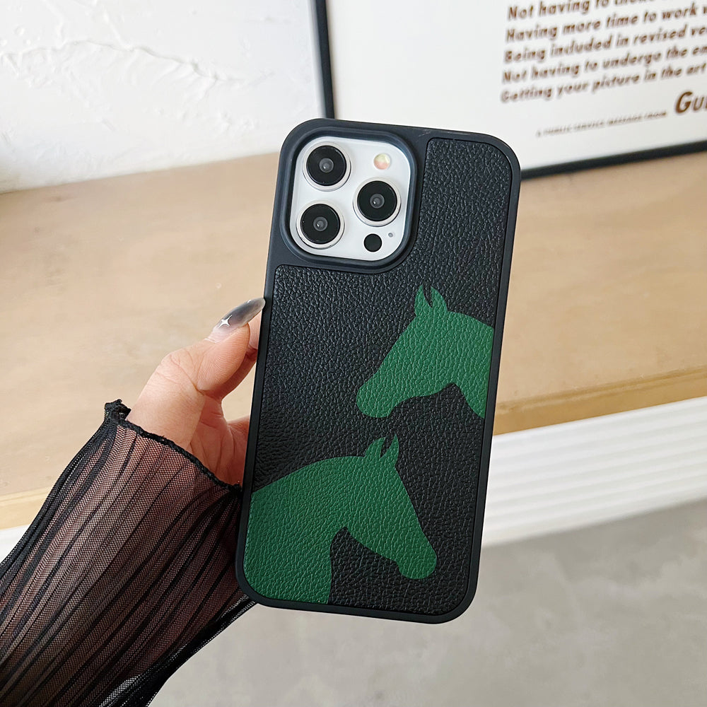 Horse Color Printed PU Leather Shockproof Phone Case - iPhone 11