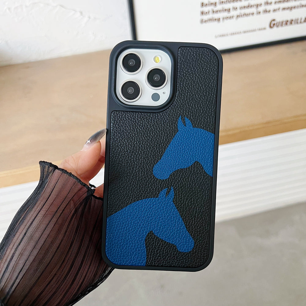 Horse Color Printed PU Leather Shockproof Phone Case - iPhone 13