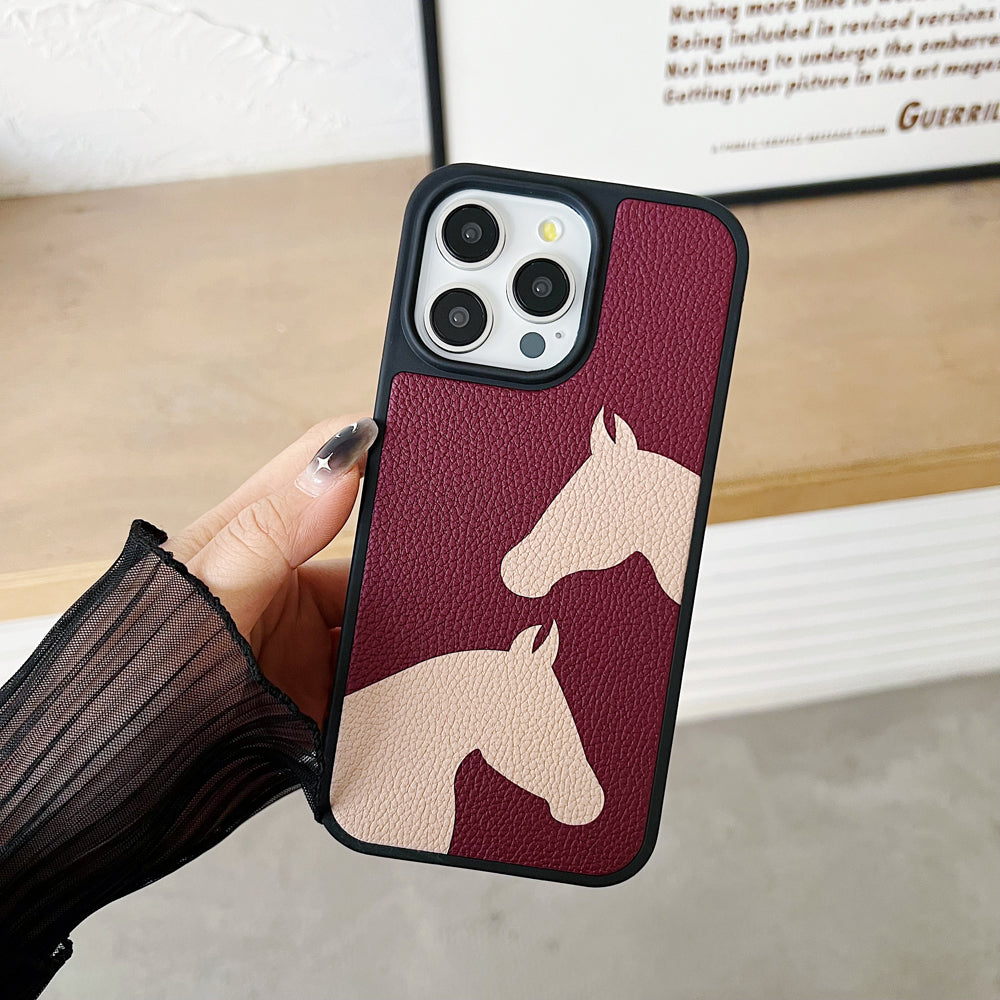 Horse Color Printed PU Leather Shockproof Phone Case - iPhone 12 Pro Max