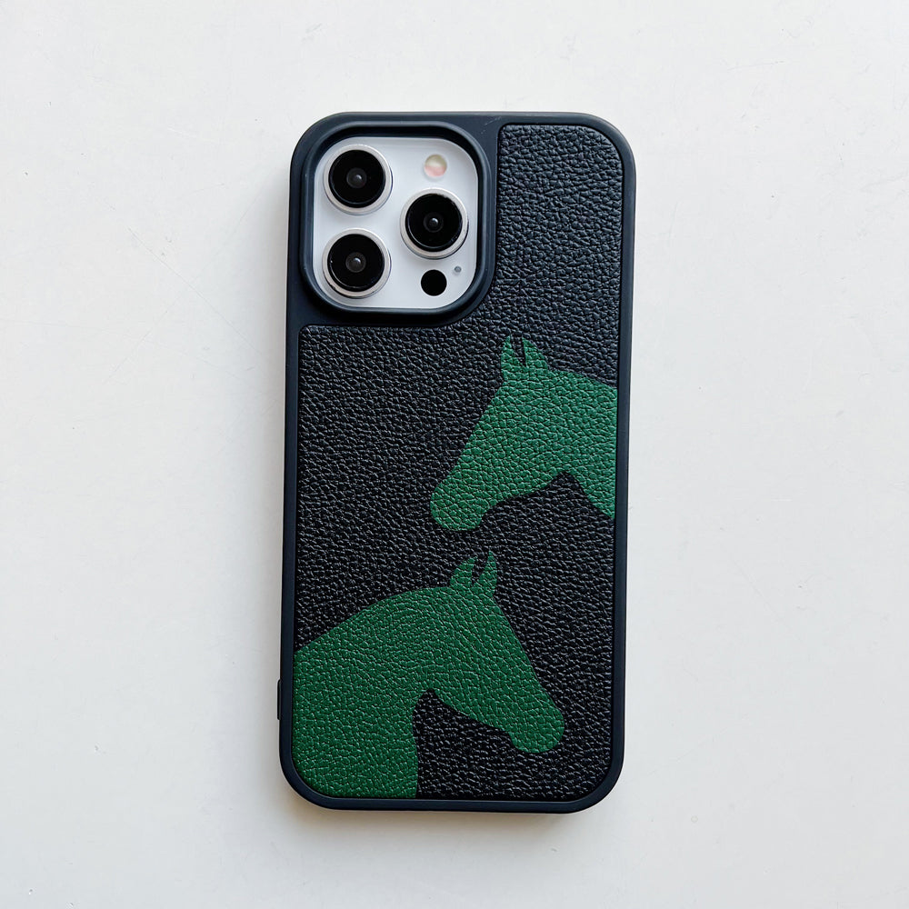 Horse Color Printed PU Leather Shockproof Phone Case - iPhone 14 Pro