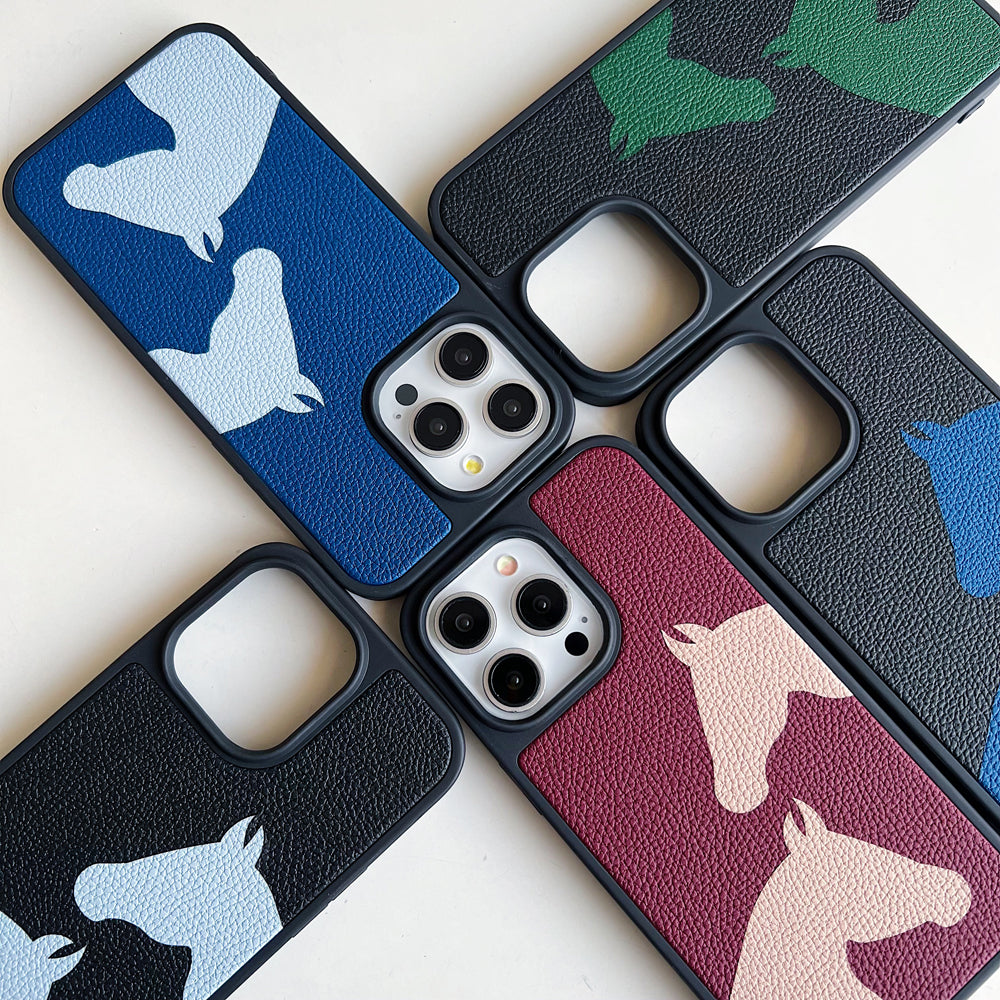 Horse Color Printed PU Leather Shockproof Phone Case - iPhone 14 Pro