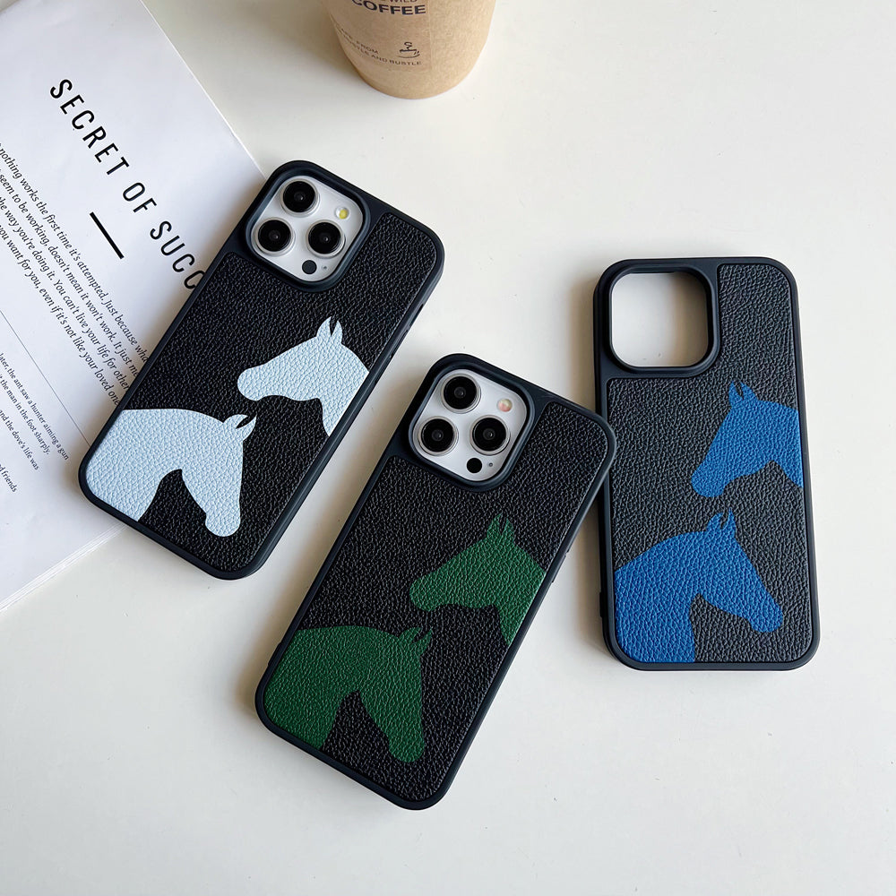 Horse Color Printed PU Leather Shockproof Phone Case - iPhone 14 Plus