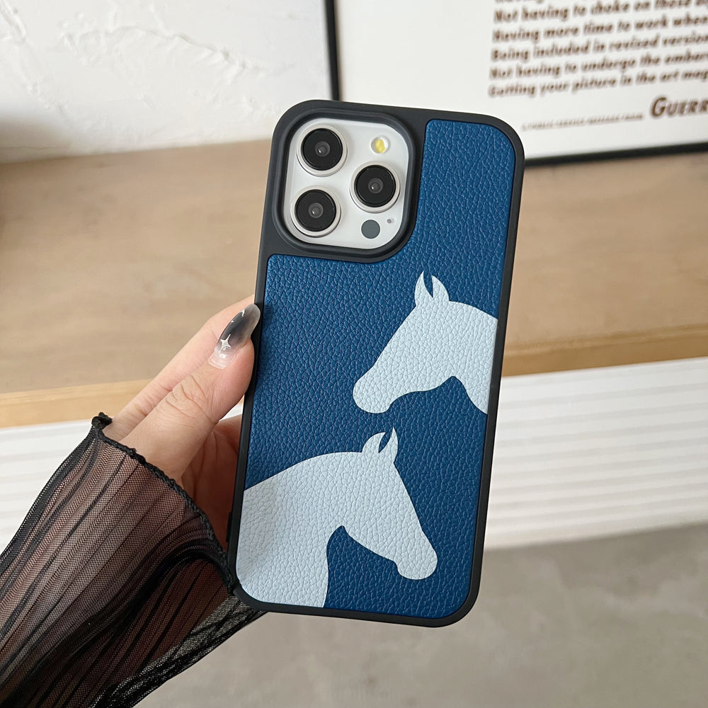 Horse Color Printed PU Leather Shockproof Phone Case - iPhone 13