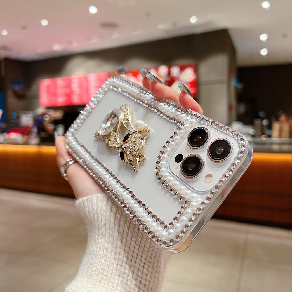 Fashion Luxury Sparkle Diamond Kitty Handmade Bling Phone Case - iPhone 15 Pro