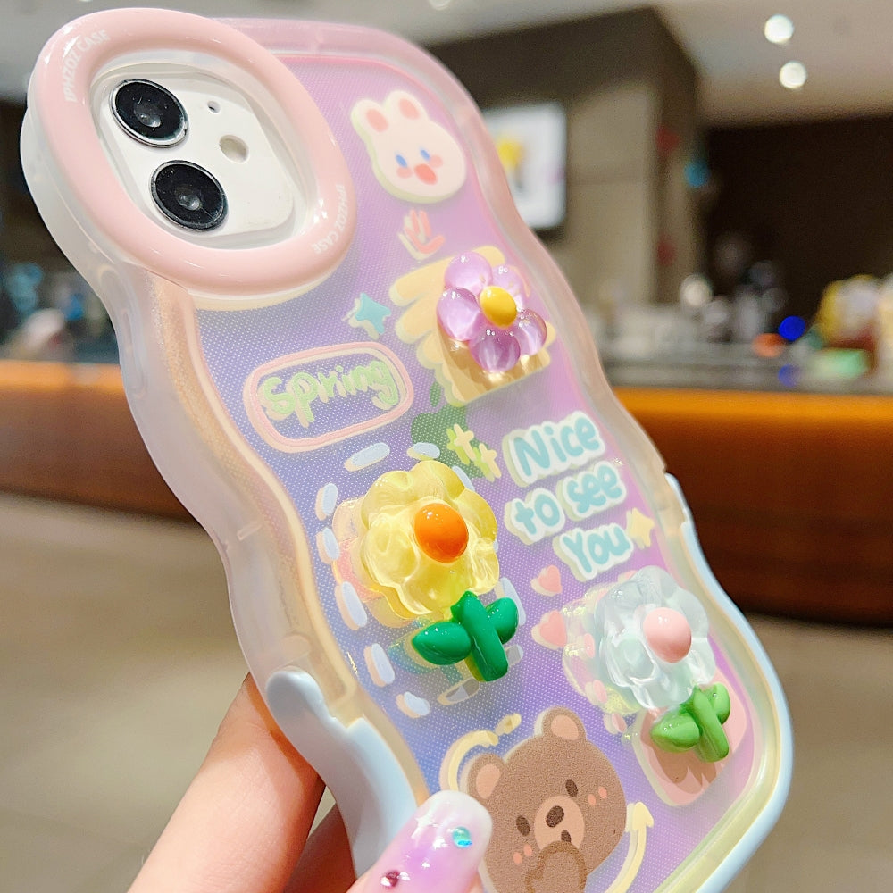 3D Fancy Bear Toy PC (Hard) | TPU (Soft) Printed Cover with Stand - iPhone 14 Pro Max