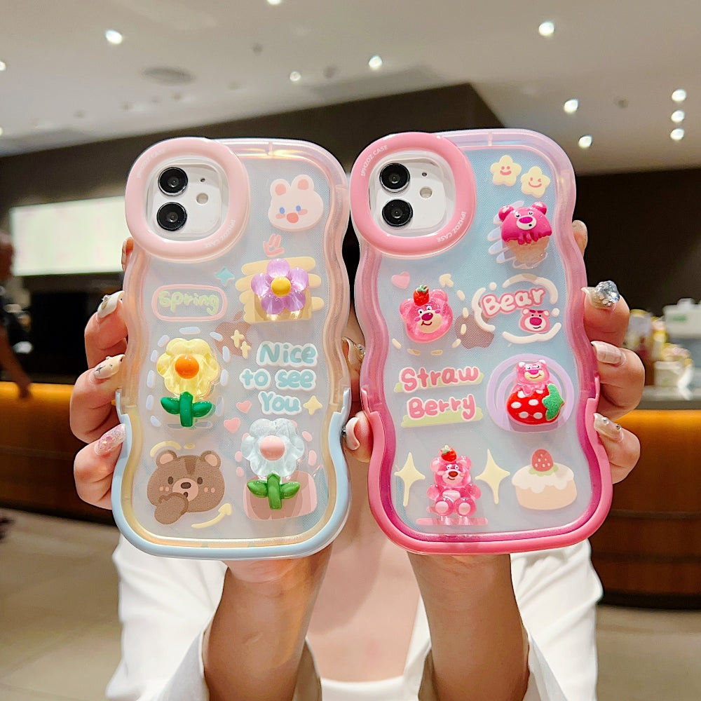 3D Fancy Bear Toy PC (Hard) | TPU (Soft) Printed Cover with Stand - iPhone 14 Pro