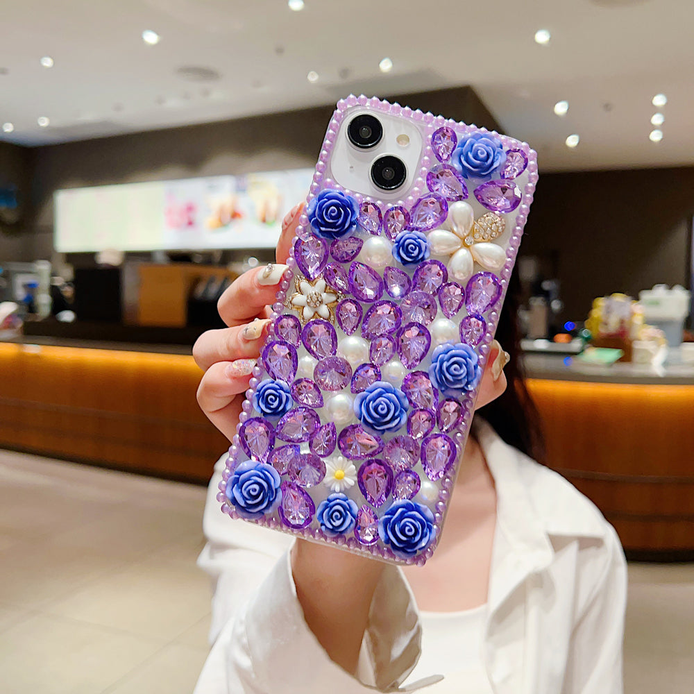 Luxury Crystal Gem and Flower Camera Protection Case - iPhone 12 Pro