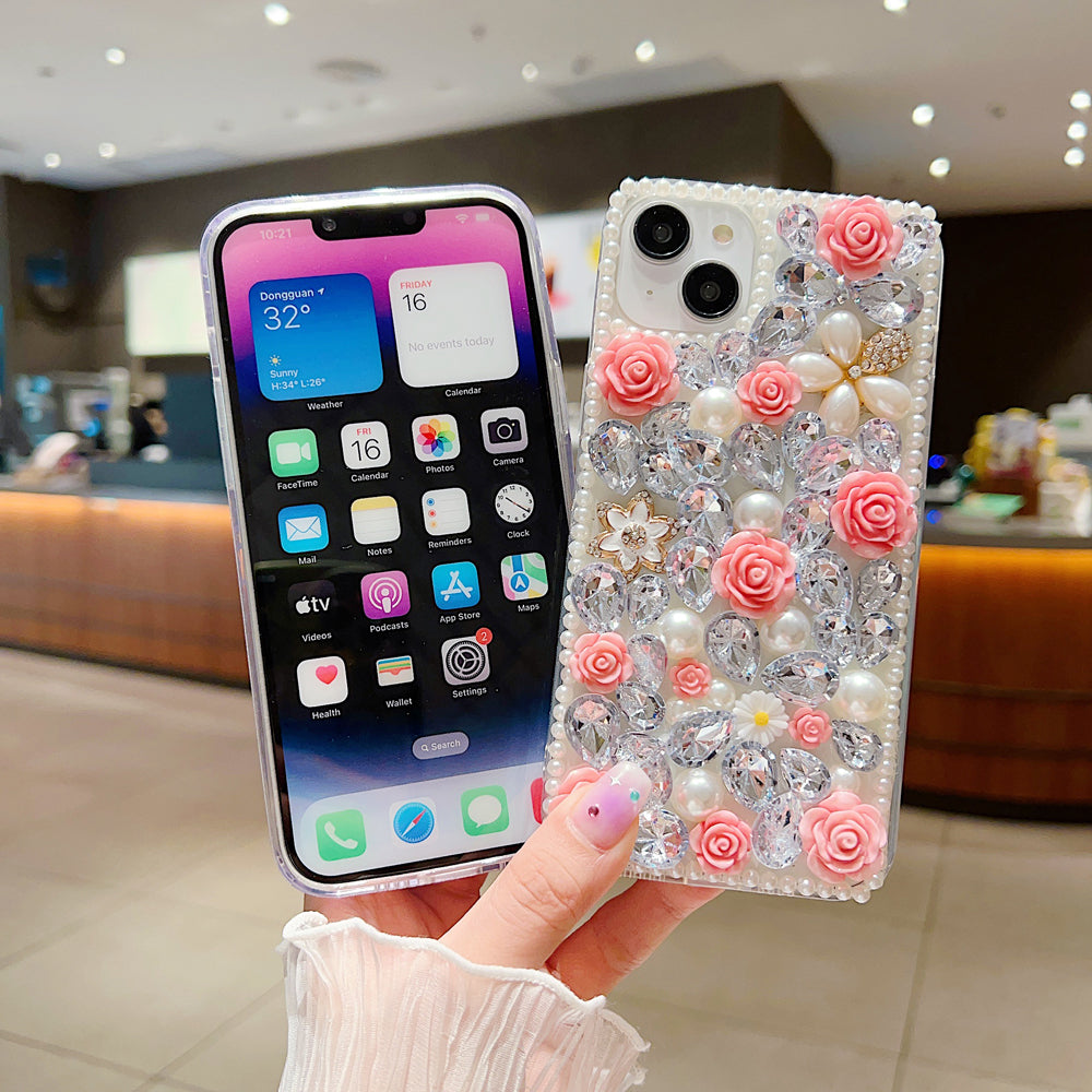 Luxury Crystal Gem and Flower Camera Protection Case - Samsung A53 (5G)