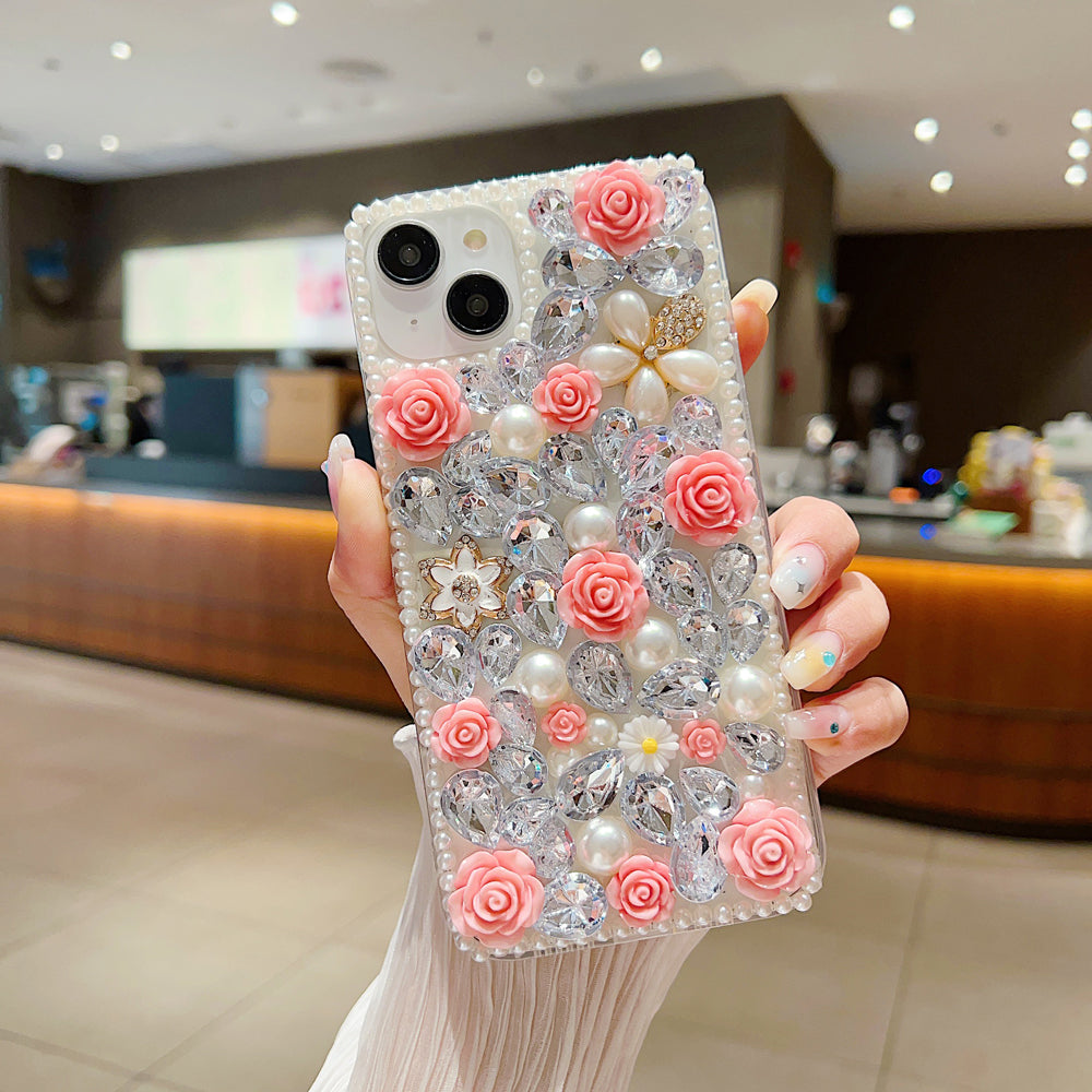 Luxury Crystal Gem and Flower Camera Protection Case - iPhone 12 Pro Max