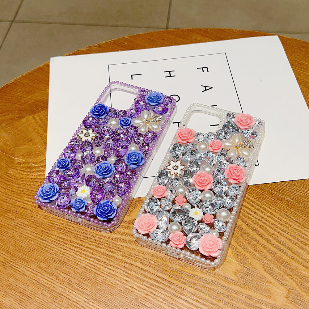 Luxury Crystal Gem and Flower Camera Protection Case - iPhone 12 Pro