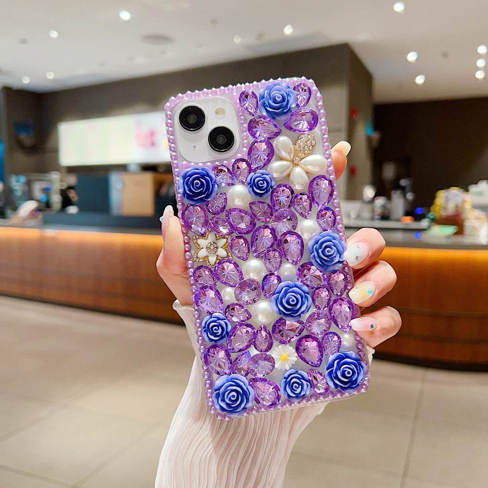 Luxury Crystal Gem and Flower Camera Protection Case - Samsung S22 Ultra