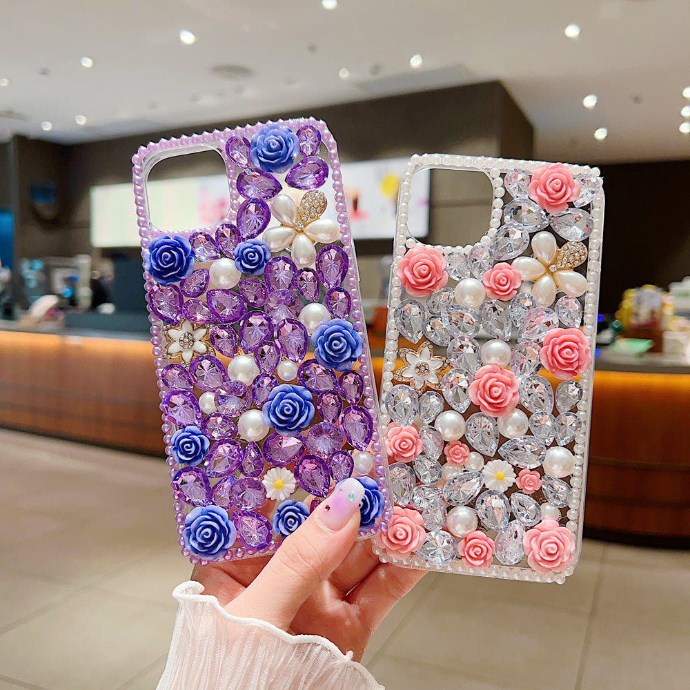 Luxury Crystal Gem and Flower Camera Protection Case - Samsung A53 (5G)