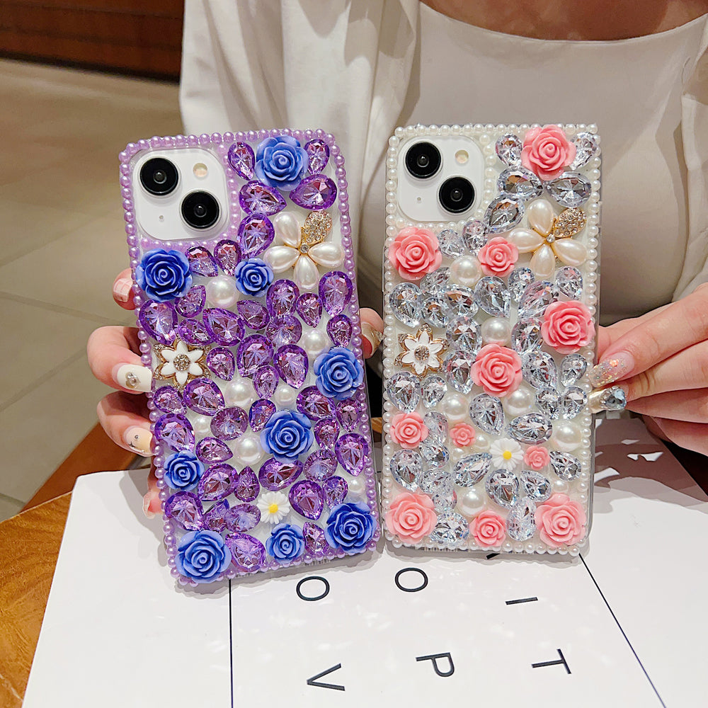 Luxury Crystal Gem and Flower Camera Protection Case - Samsung A53 (5G)