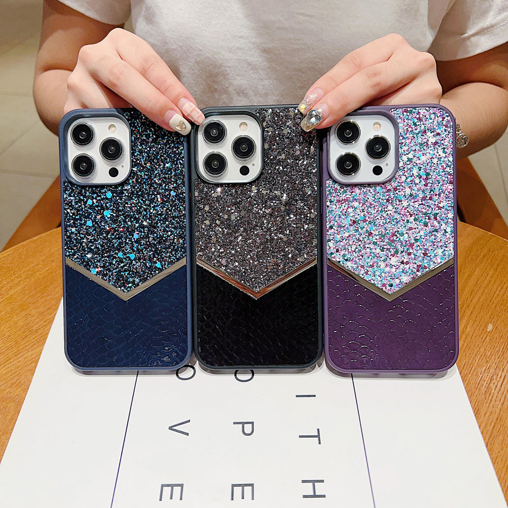 Bling Decorative Leather | Silicone Phone Case - iPhone 12 Pro