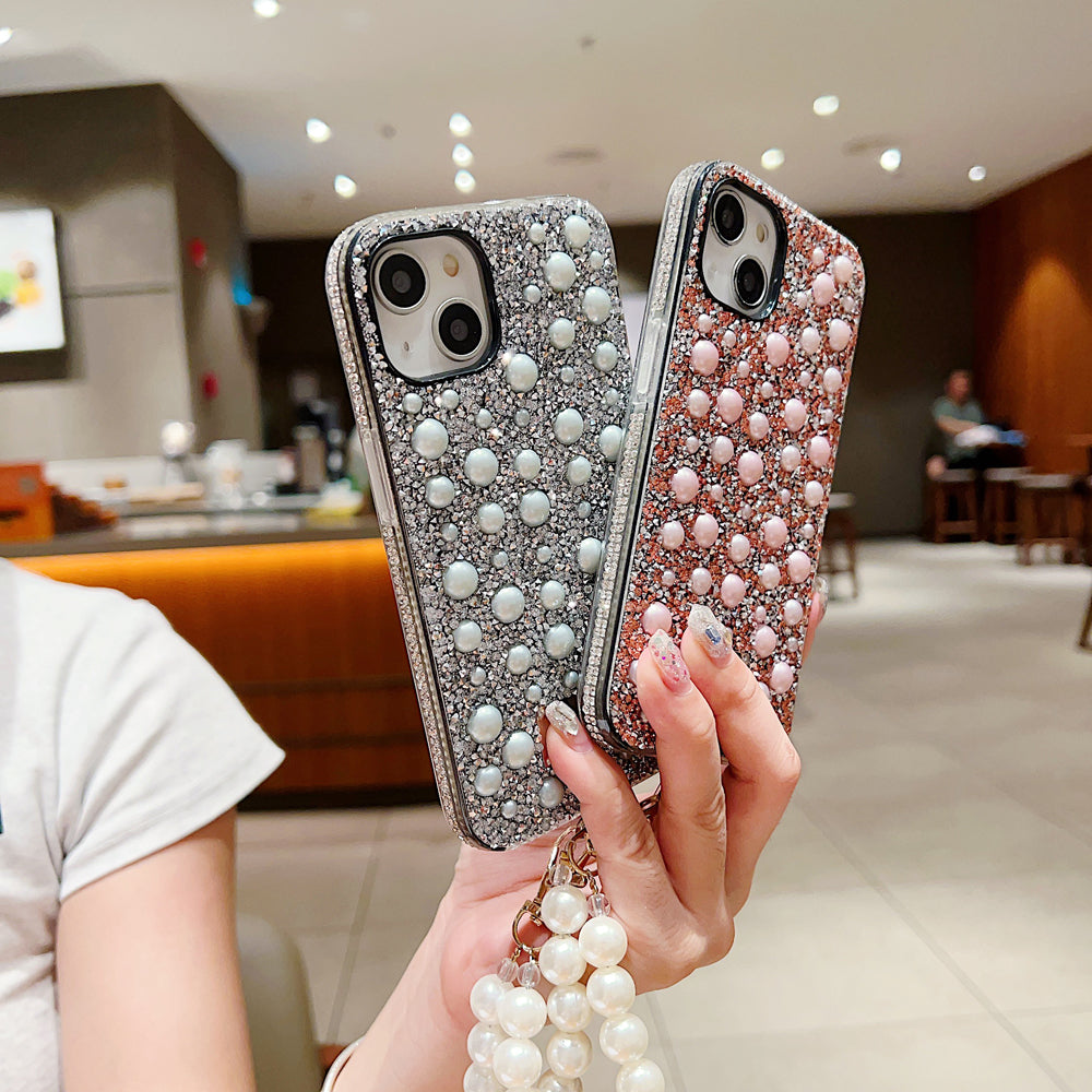 Shockproof Bling Pearl PC (Hard) Case With Pearl Bracelet - iPhone 12 Pro Max