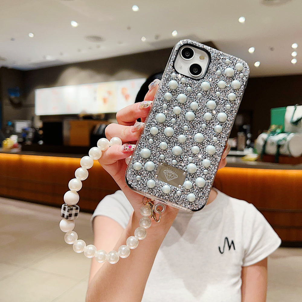 Shockproof Bling Pearl PC (Hard) Case With Pearl Bracelet - iPhone 12 Pro