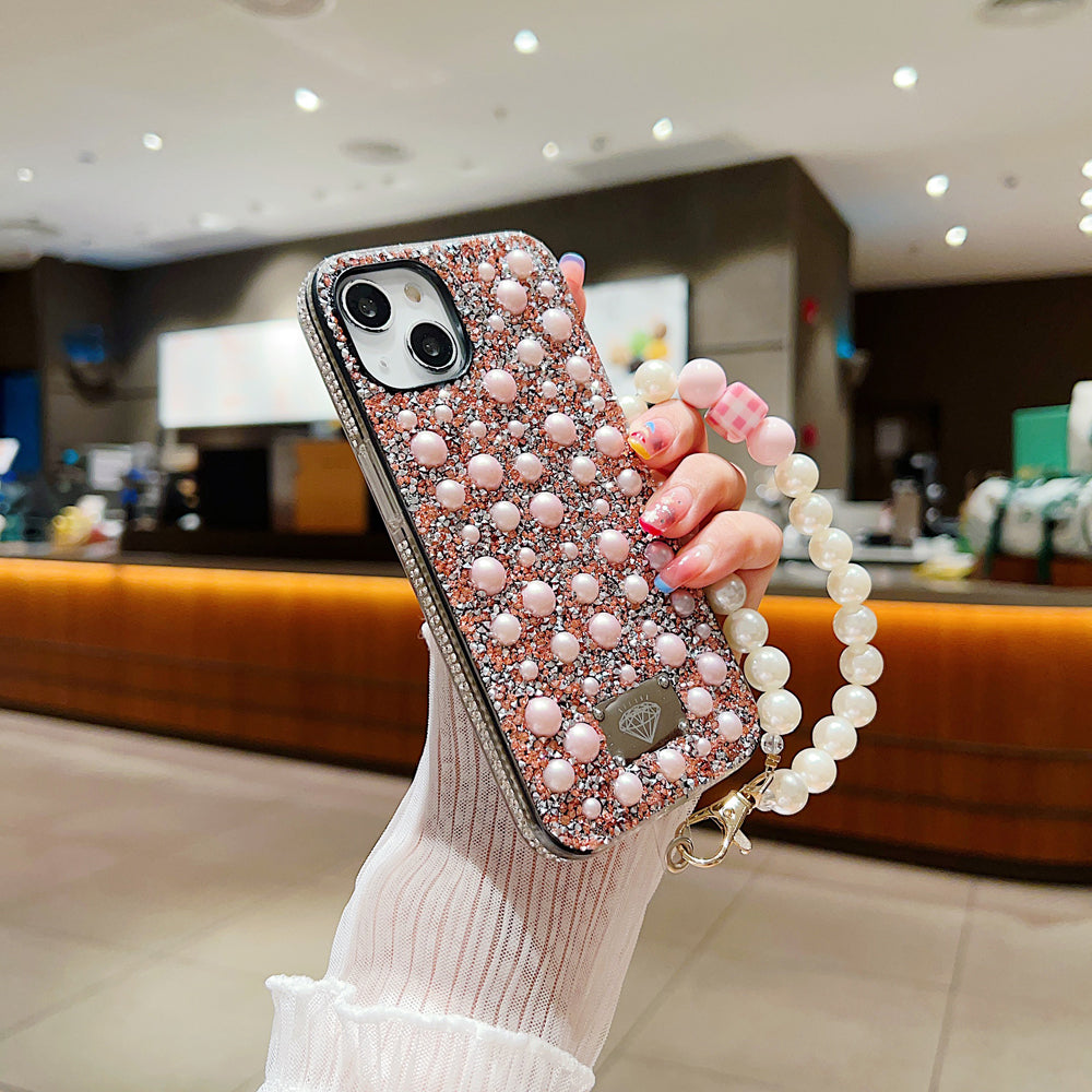 Shockproof Bling Pearl PC (Hard) Case With Pearl Bracelet - iPhone 12 Pro Max