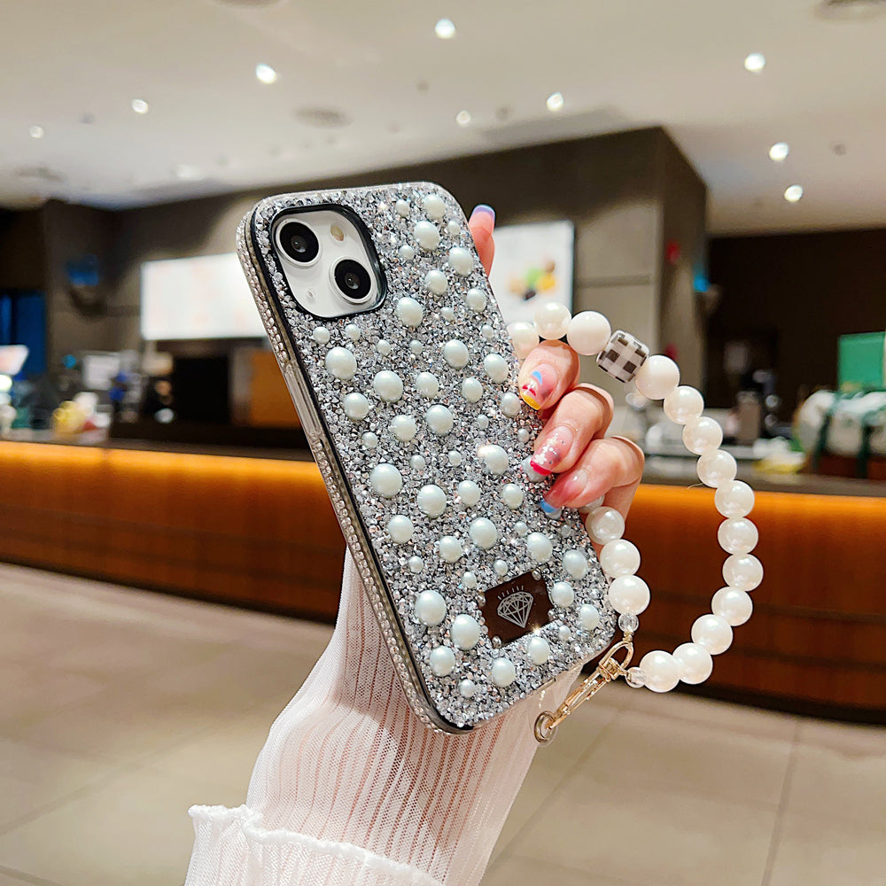 Shockproof Bling Pearl PC (Hard) Case With Pearl Bracelet - iPhone 12 Pro Max