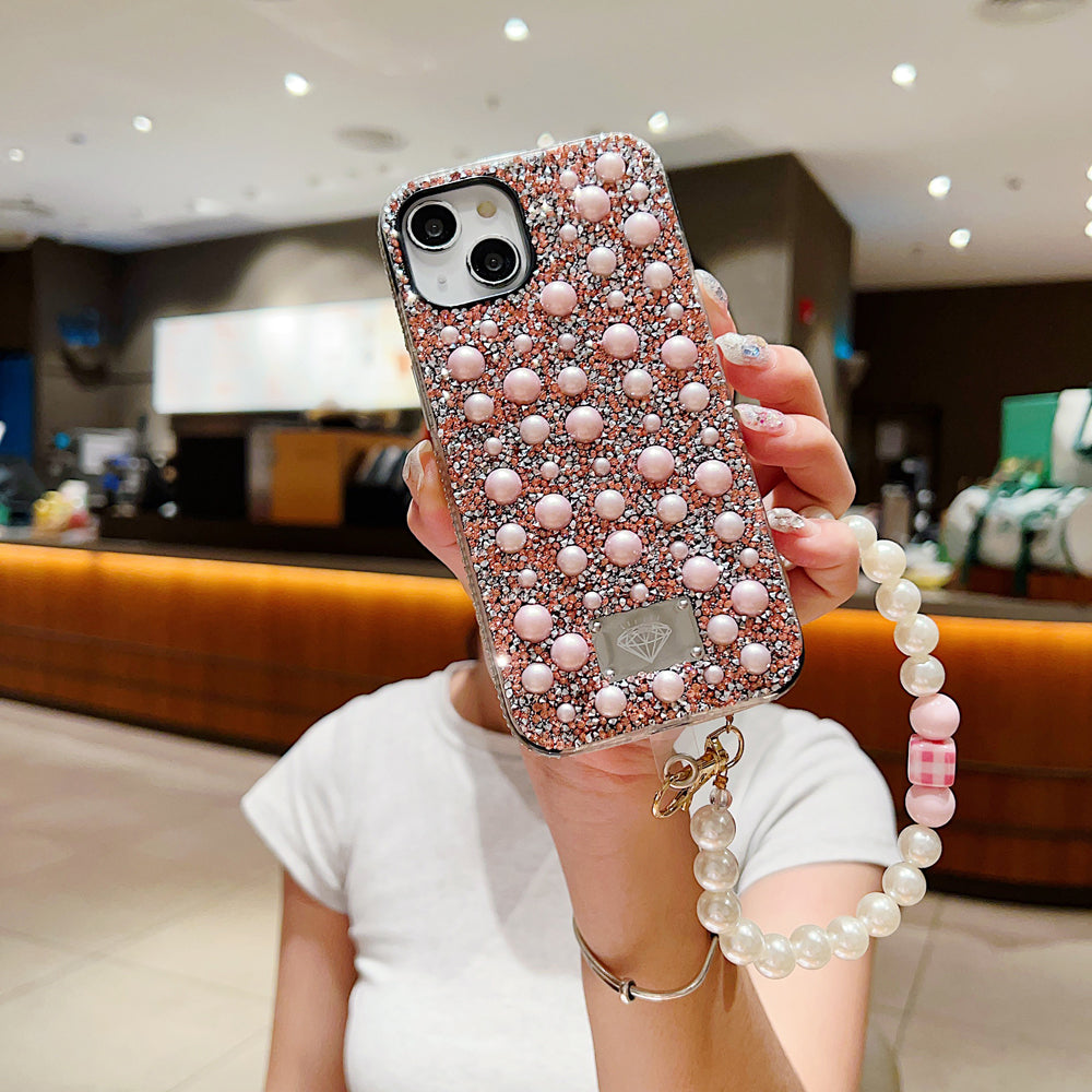 Shockproof Bling Pearl PC (Hard) Case With Pearl Bracelet - iPhone 12 Pro