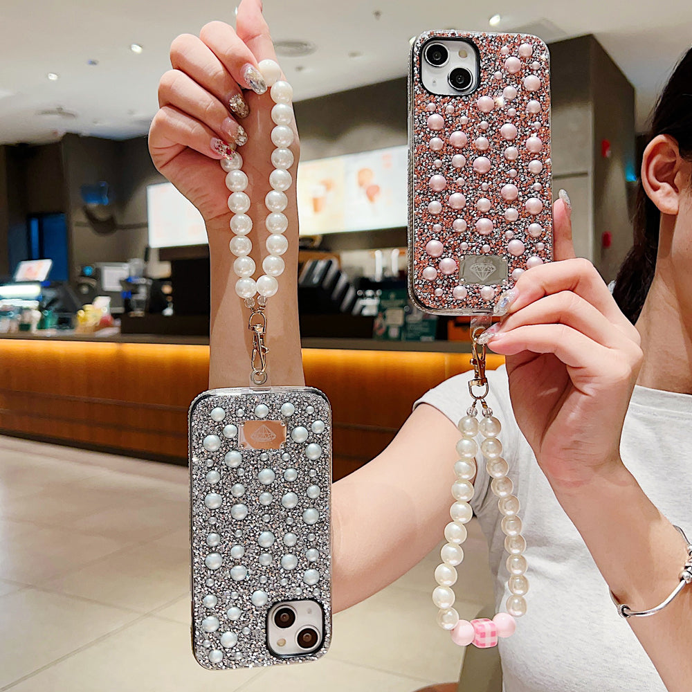 Shockproof Bling Pearl PC (Hard) Case With Pearl Bracelet - iPhone 12 Pro