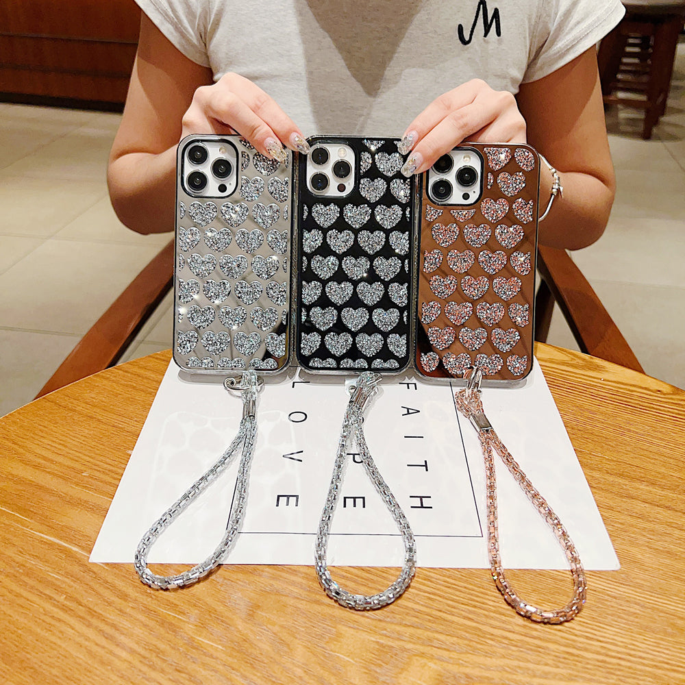 Shiny Glitter Diamond Heart PC (Hard) Case - Samsung S23 Ultra