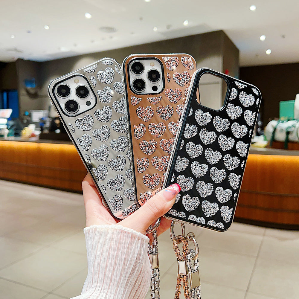 Shiny Glitter Diamond Heart PC (Hard) Case - iPhone 12 Pro Max