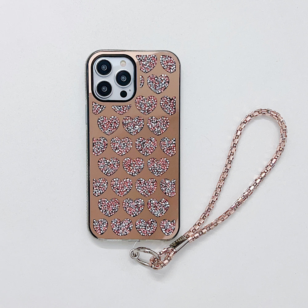 Shiny Glitter Diamond Heart PC (Hard) Case - iPhone 12 Pro Max