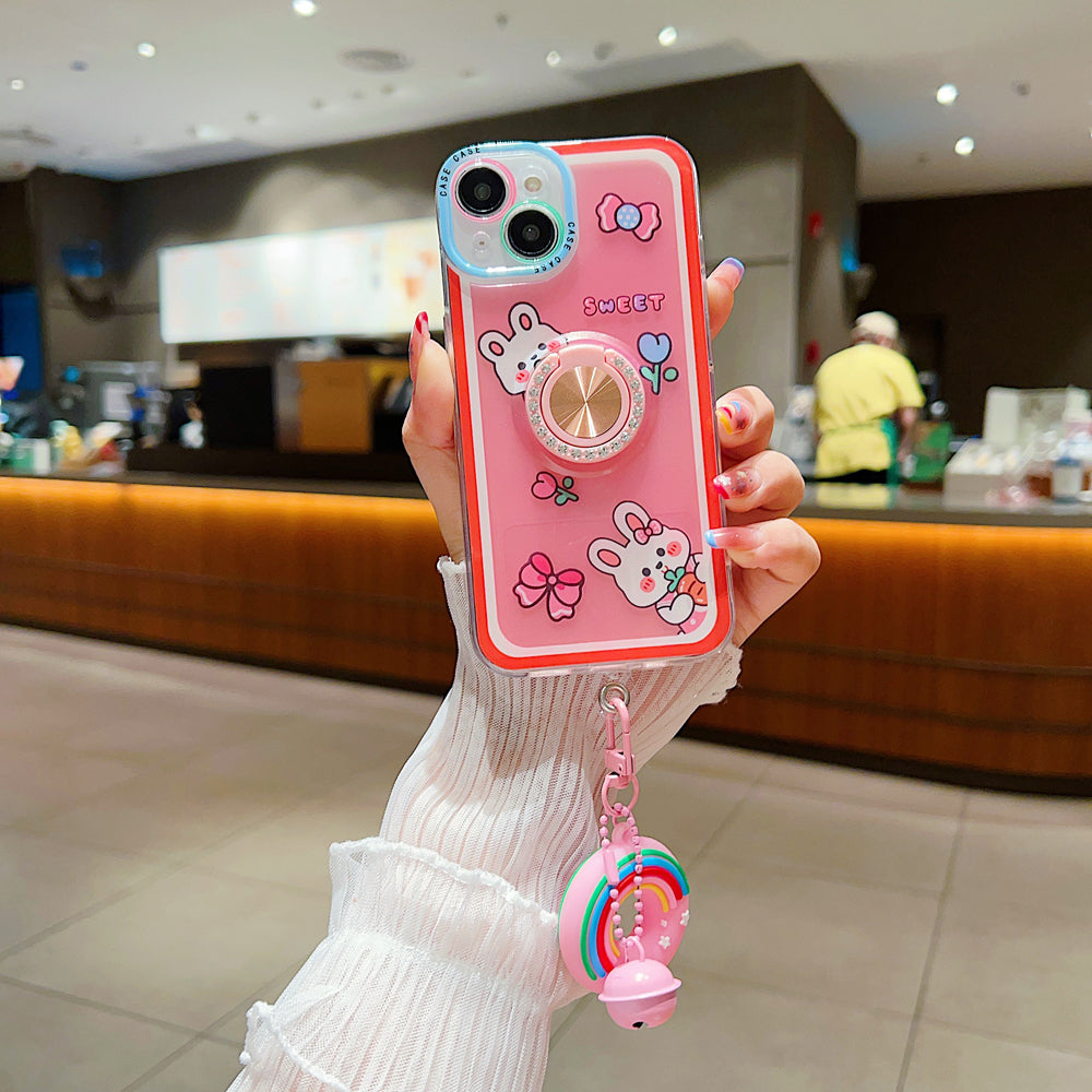 Rotated Ring Holder Printed Case With Charm - Oppo A78 (4G)