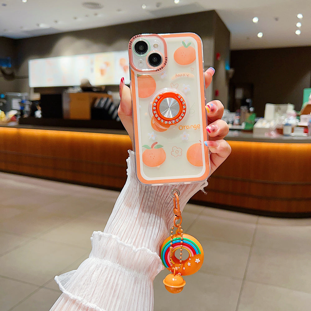 Rotated Ring Holder Printed Case With Charm - Oppo A16