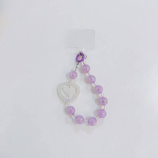 Multicolor Heart Bead and Pearl Bracelet Phone Charm