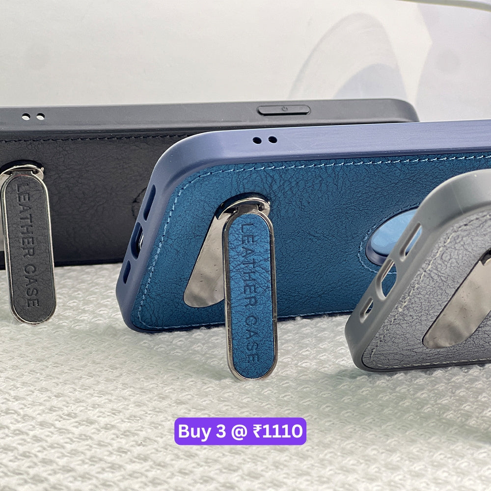 Kickstand Pu Leather PC (Hard) Logo Cut Phone Case - OnePlus Nord CE 4