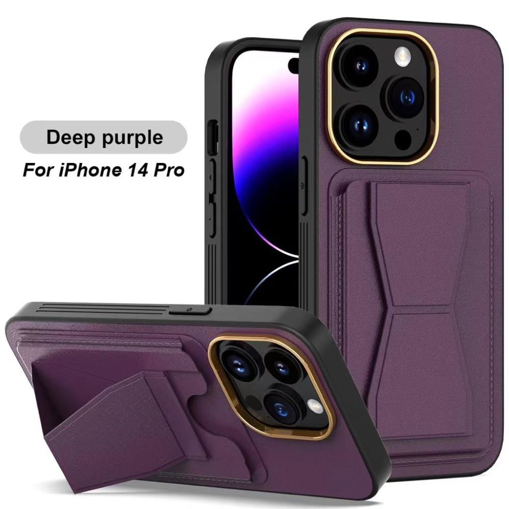 Luxury Leather Solid Colour Phone case with Pocket Stand - iPhone 12 Pro Max