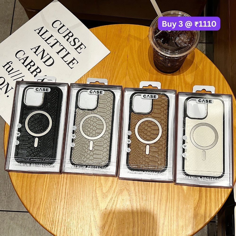 Luxury Crocodile Pattern PU Leather Magsafe Phone Case | Mobile Cover - iPhone 16 Plus