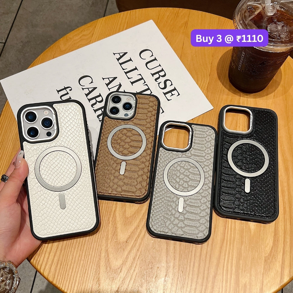 Luxury Crocodile Pattern PU Leather Magsafe Phone Case | Mobile Cover - Samsung S23 Ultra