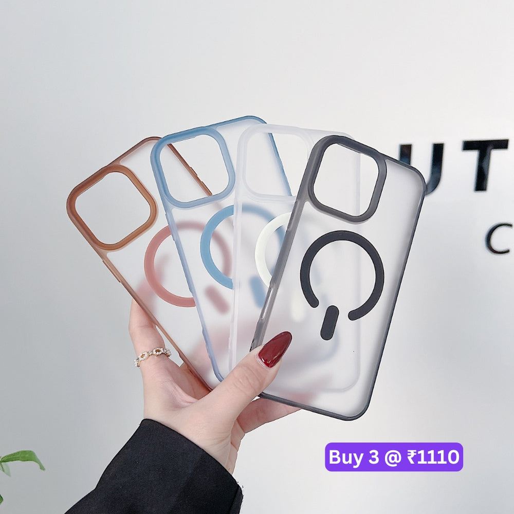 Luxury Magnetic Charging Matte Color Transparent Phone Case - iPhone 14 Pro