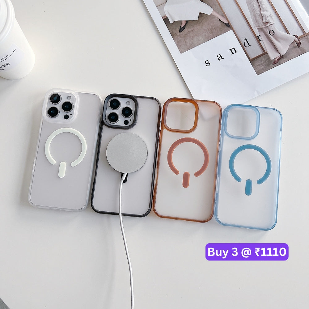Luxury Magnetic Charging Matte Color Transparent Phone Case - iPhone 14 Pro