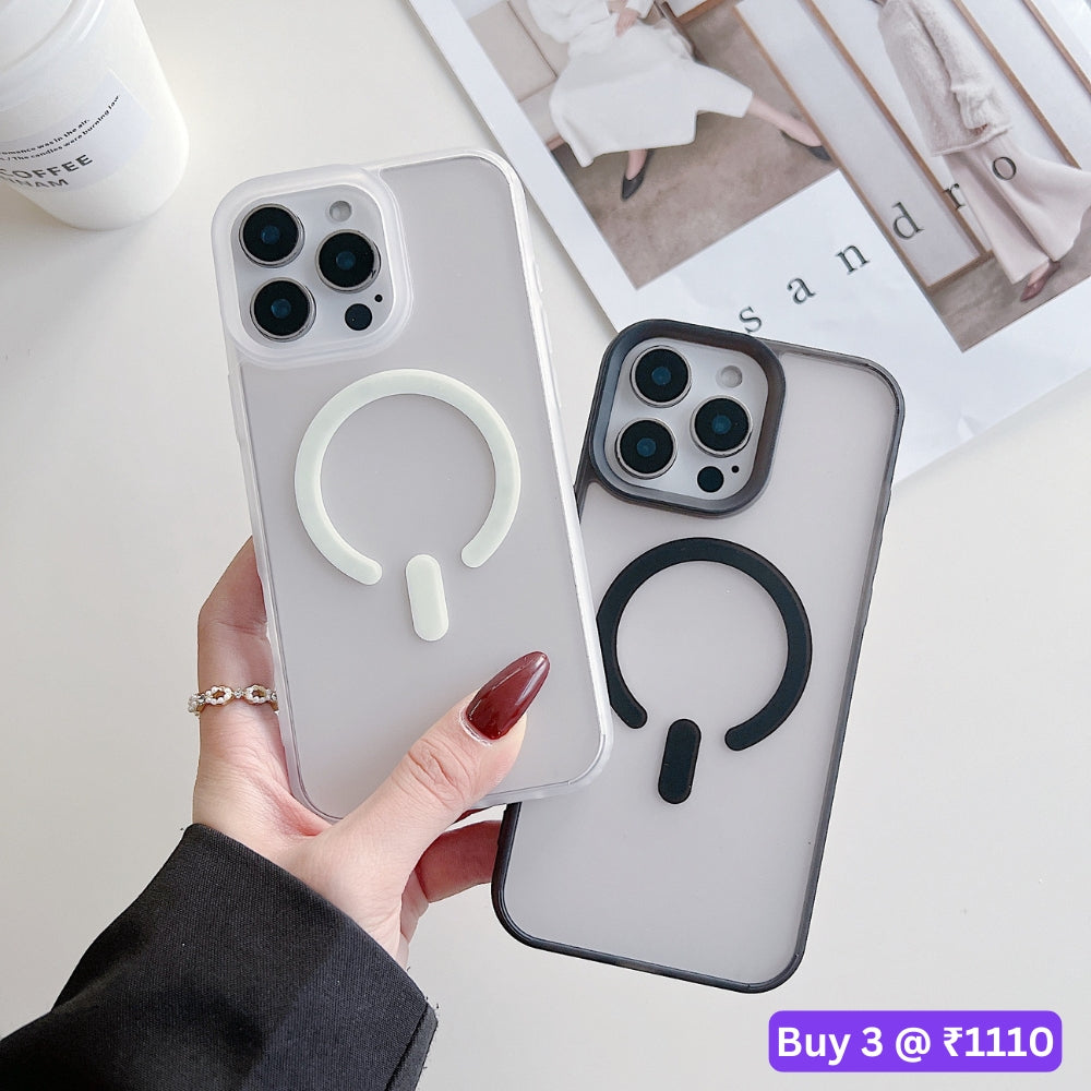 Luxury Magnetic Charging Matte Color Transparent Phone Case - iPhone 14 Pro