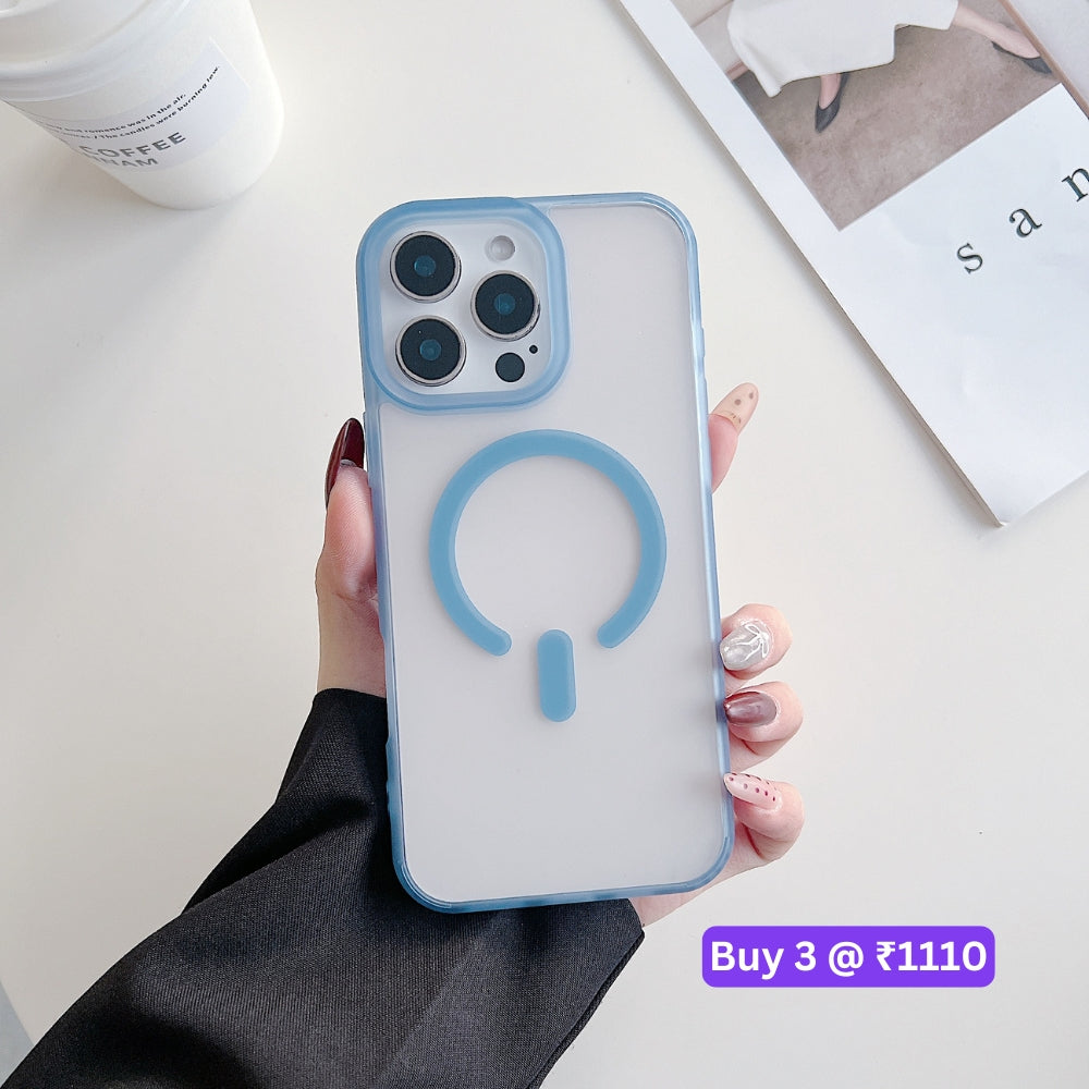 Luxury Magnetic Charging Matte Color Transparent Phone Case - iPhone 14 Pro