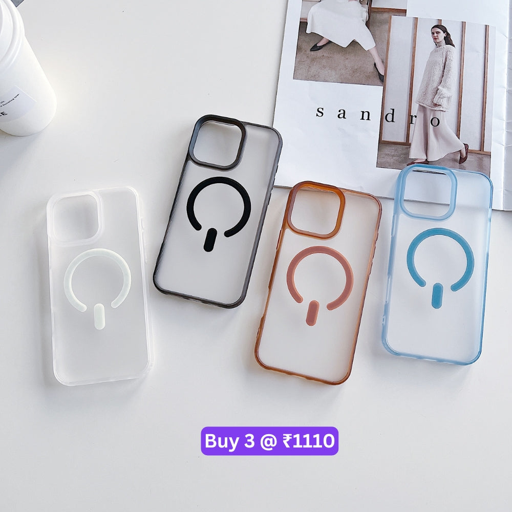 Luxury Magnetic Charging Matte Color Transparent Phone Case - iPhone 15