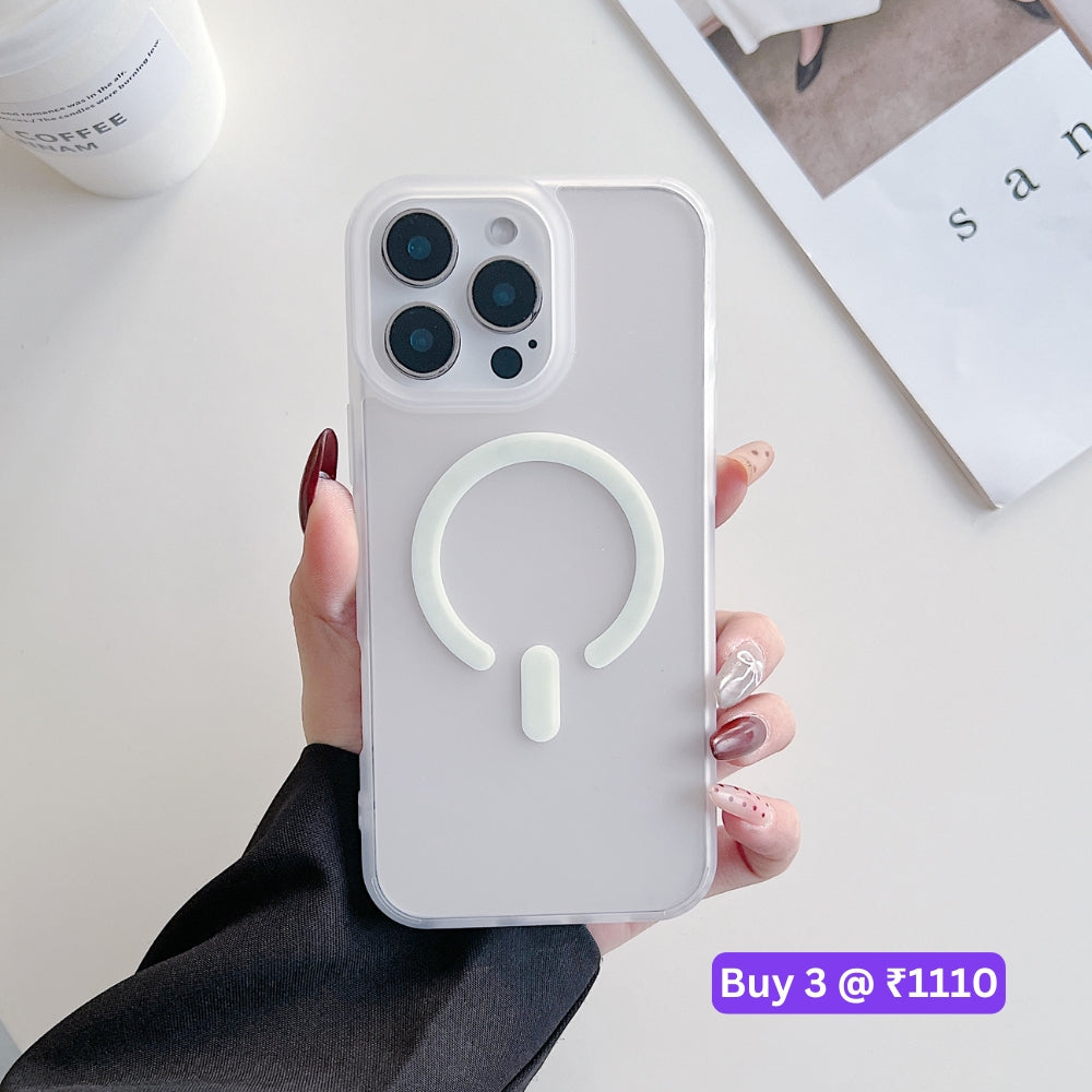 Luxury Magnetic Charging Matte Color Transparent Phone Case - iPhone 14 Pro