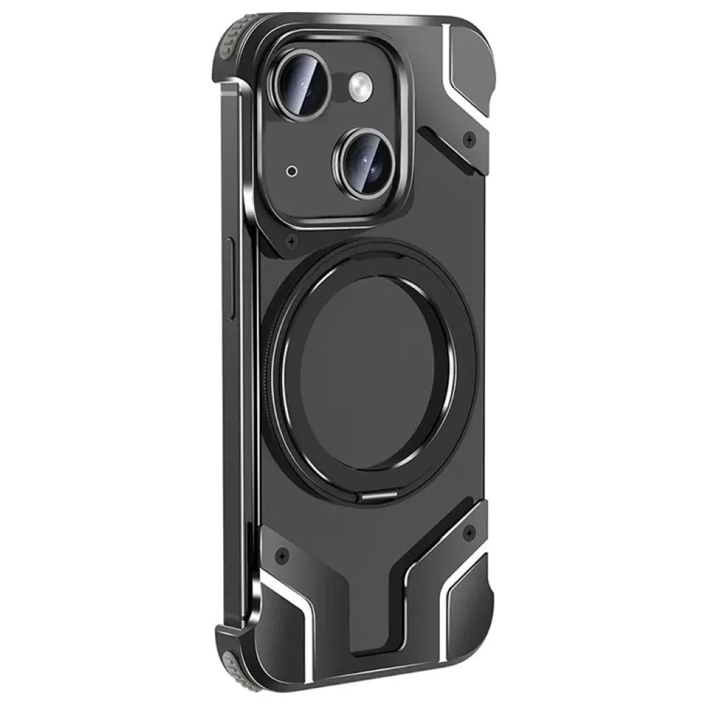 Magnetic Aluminum Alloy Frame Shockproof Phone Case with Ring Holder