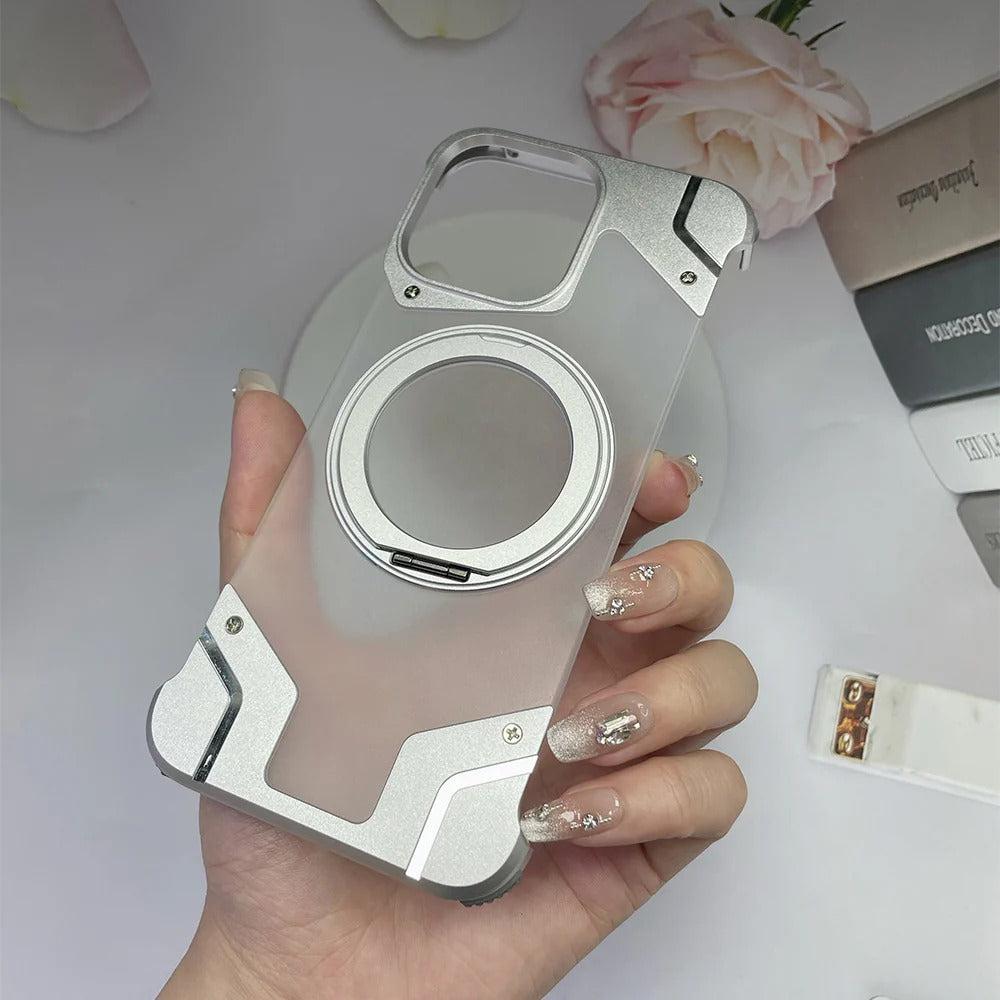 Magnetic Aluminum Alloy Frame Shockproof Phone Case with Ring Holder