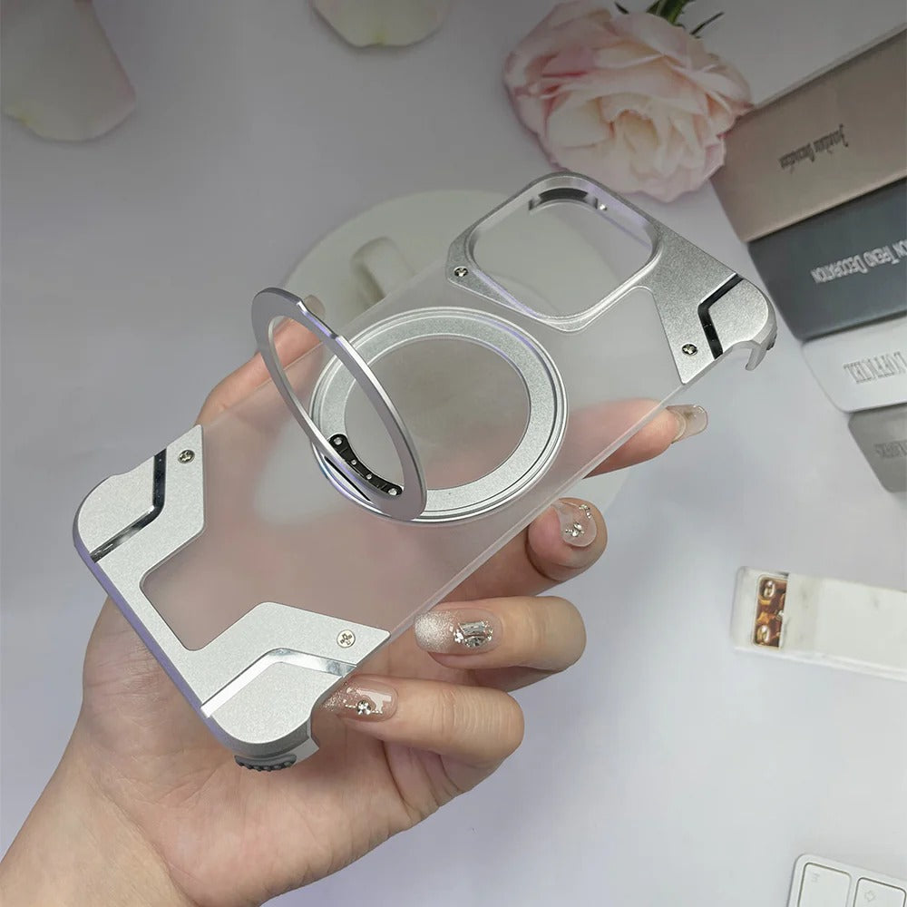 Magnetic Aluminum Alloy Frame Shockproof Phone Case with Ring Holder