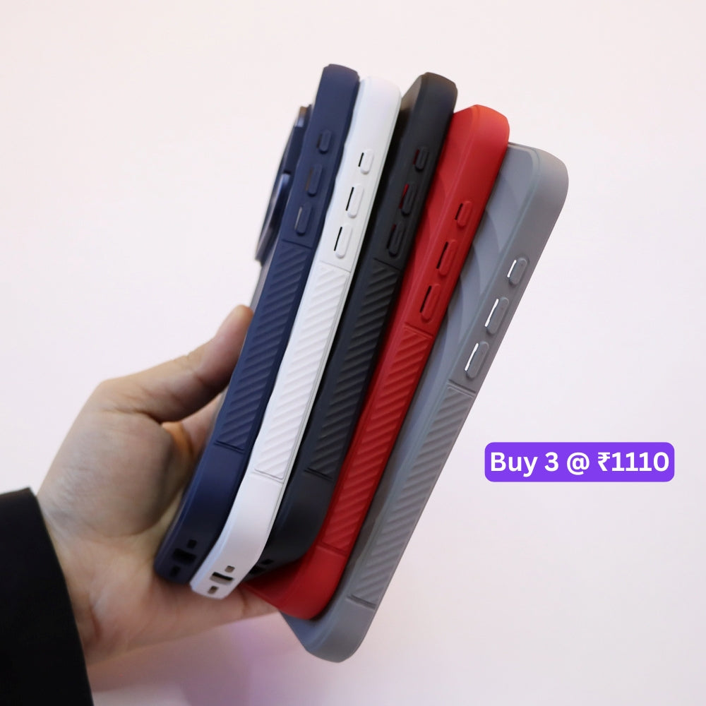 Matte Ripple Pattern Magsafe Silicone Phone Case with Stand - iPhone 15 Pro Max