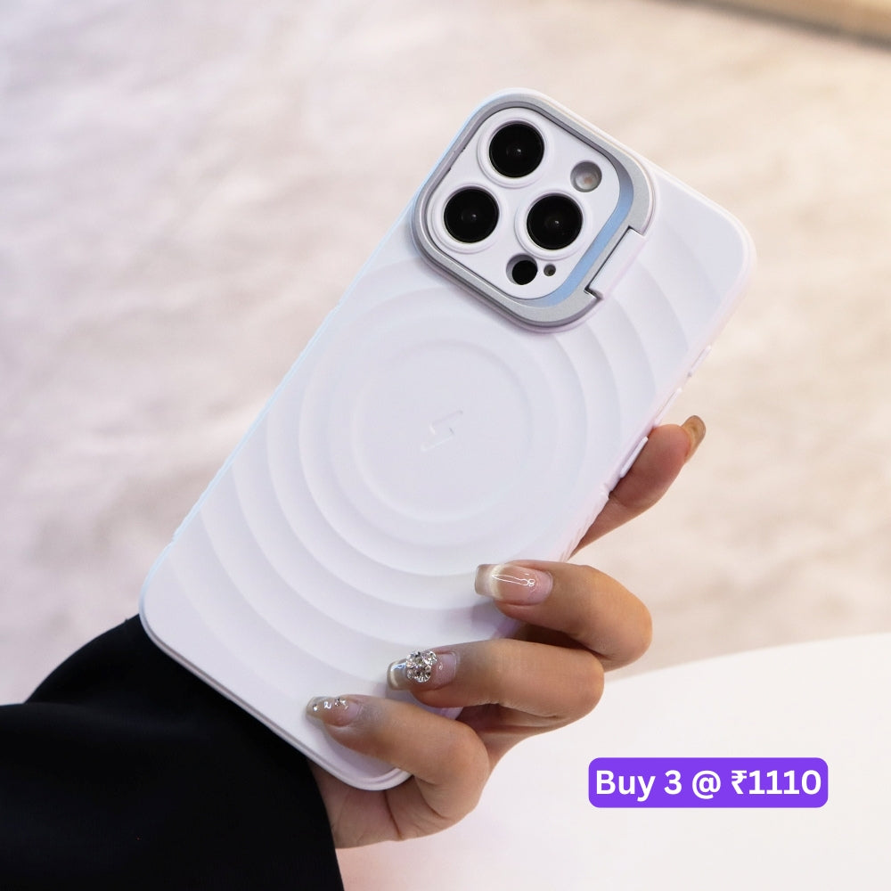 Matte Ripple Pattern Magsafe Silicone Phone Case with Stand - iPhone 15 Pro Max