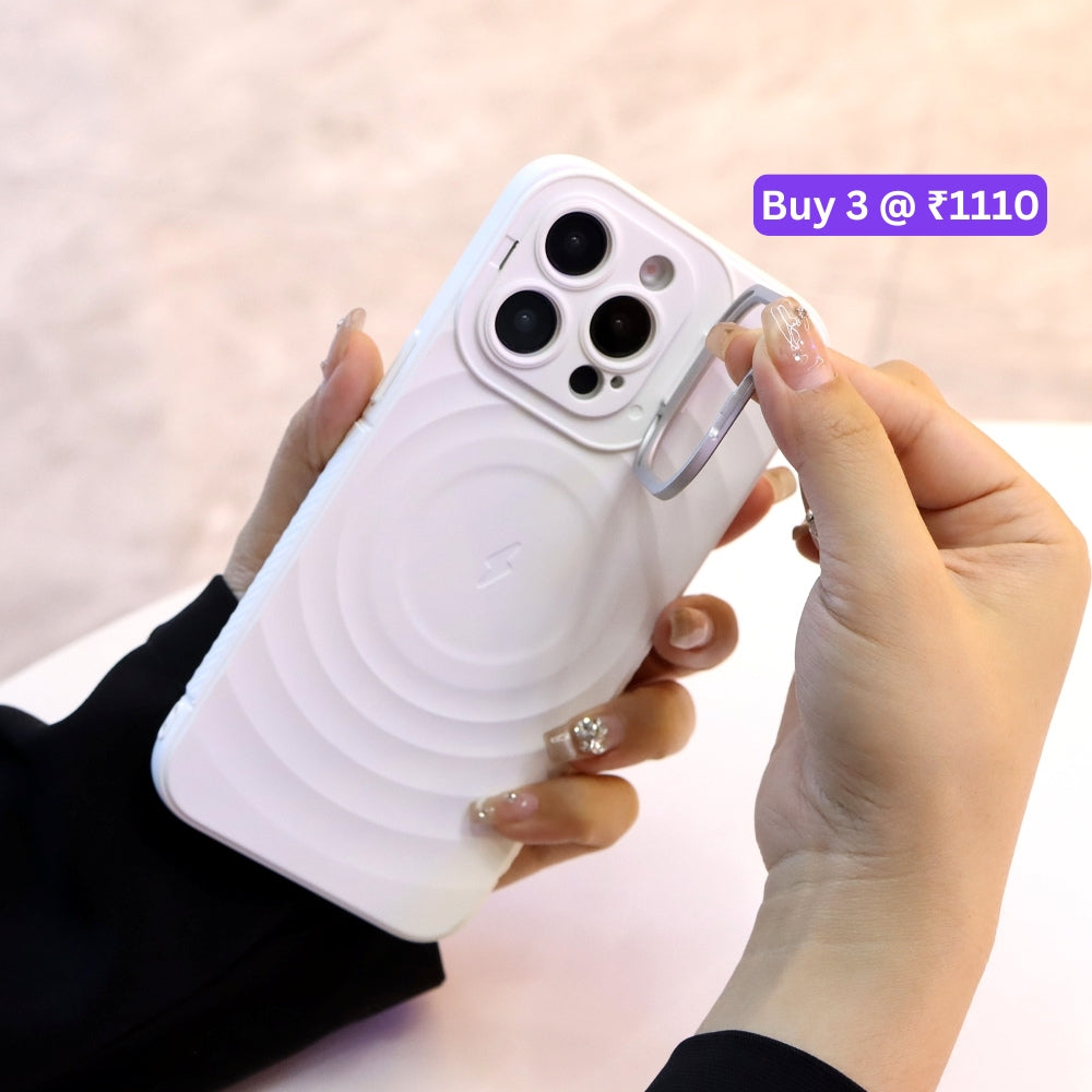 Matte Ripple Pattern Magsafe Silicone Phone Case with Stand - iPhone 15 Pro Max