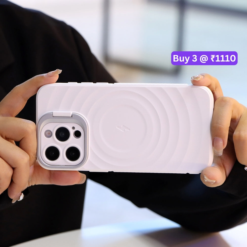 Matte Ripple Pattern Magsafe Silicone Phone Case with Stand - Samsung S25