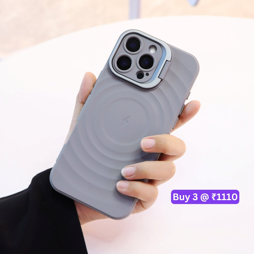 Matte Ripple Pattern Magsafe Silicone Phone Case with Stand - Samsung S25