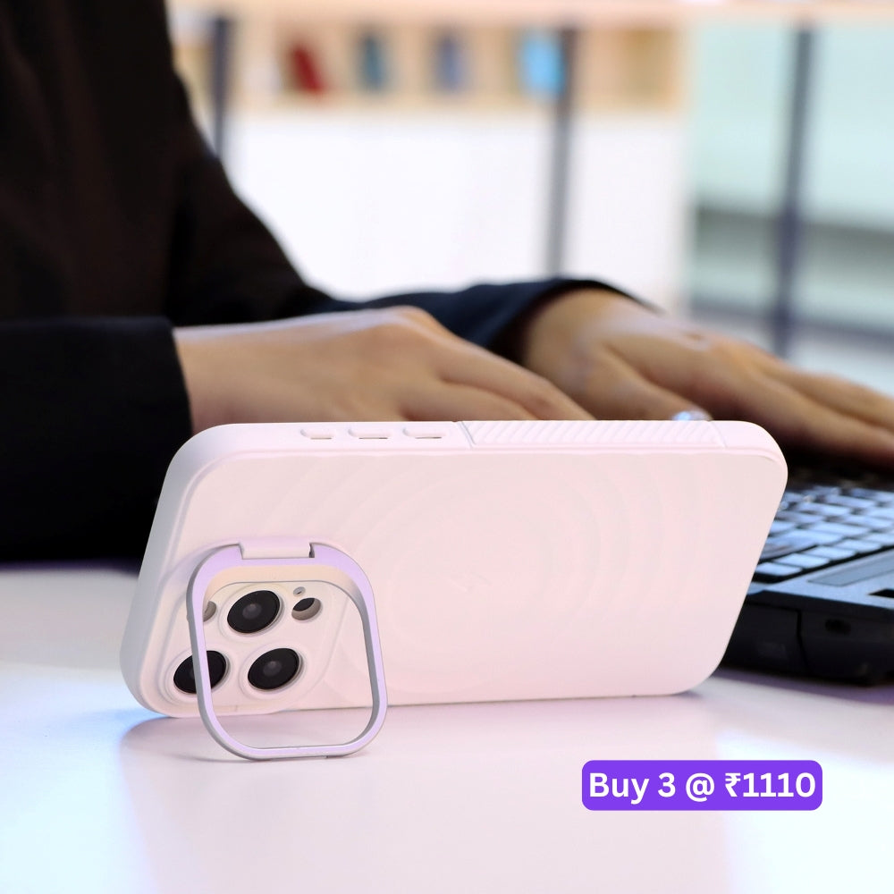 Matte Ripple Pattern Magsafe Silicone Phone Case with Stand - iPhone 15 Pro Max